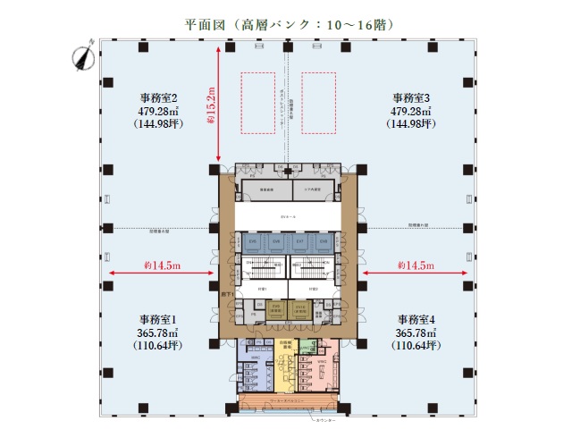 野村不動産日本橋本町建替計画 高層(10-16F)基準階間取り図.jpg