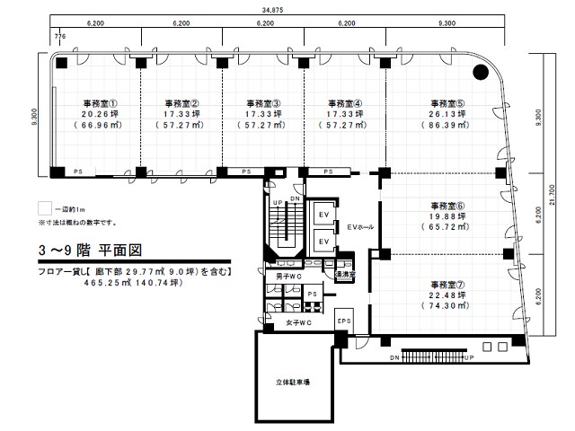 福岡ゼネラルビル基準階間取り図.jpg