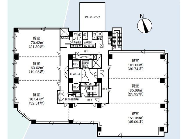 JEI広島八丁堀ビル基準階間取り図.jpg