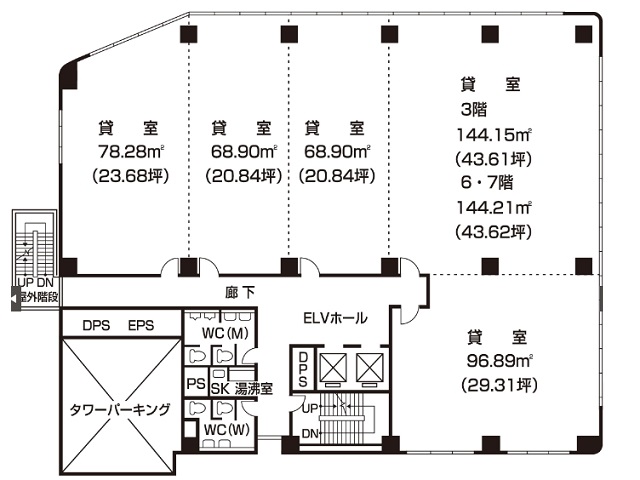 鳥取駅前第一生命ビル基準階間取り図.jpg